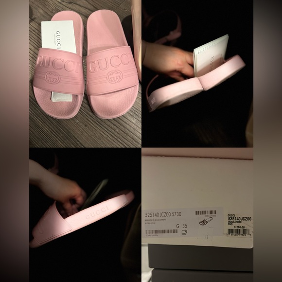 Authentic Gucci Women's Logo Slide Sandals in Pink - Picture 3 of 9